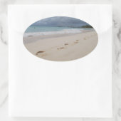 Sticker Ovale Empreintes sur Sand Beach (Sac)