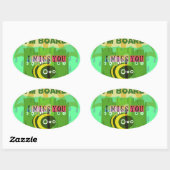 Sticker Ovale En gros, vous me manquez : Texte inspirant (Feuille)