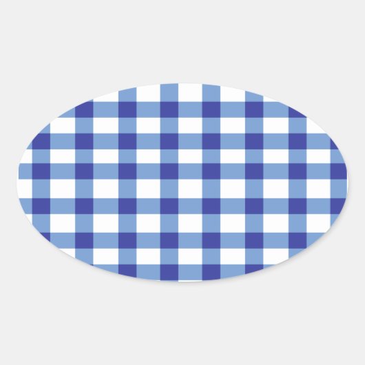 Sticker Ovale En vichy bleu (Devant)