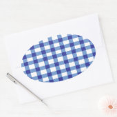 Sticker Ovale En vichy bleu (Enveloppe)
