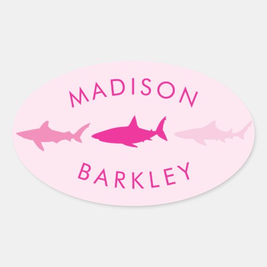 Sticker Ovale Enfants mignonnes de requin (Devant)