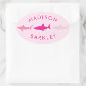 Sticker Ovale Enfants mignonnes de requin (Sac)