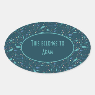 Sticker Ovale Enfants Tirant Star Comet Starry Sky Starlight
