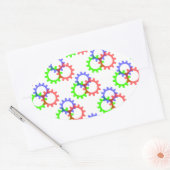 Sticker Ovale Engrenages rouges, verts et bleus (Enveloppe)