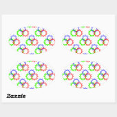 Sticker Ovale Engrenages rouges, verts et bleus (Feuille)