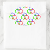 Sticker Ovale Engrenages rouges, verts et bleus (Sac)