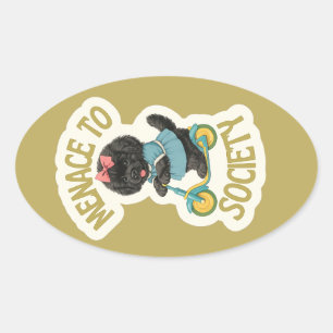 Sticker Ovale Ennuis de la taille de Terre-Neuve, Fléau de la so
