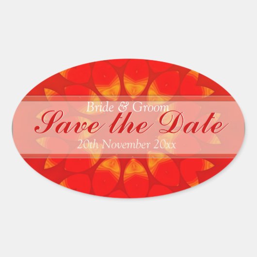 Sticker Ovale Enregistrer la date Sun fleur pétales Oval (Devant)