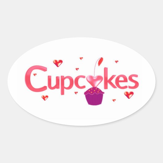 Sticker Ovale Enseigne de cupcake glacé (Devant)