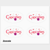 Sticker Ovale Enseigne de cupcake glacé (Feuille)