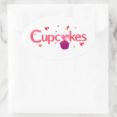 Sticker Ovale Enseigne de cupcake glacé (Sac)