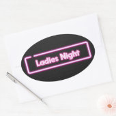Sticker Ovale Enseigne LED néon Soirée Dames    (Enveloppe)