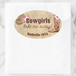 Sticker Ovale Enterrement de vie de jeune fille à Nashville Cowg