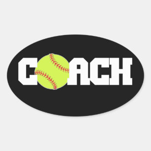 Sticker Ovale Entraîneur de softball