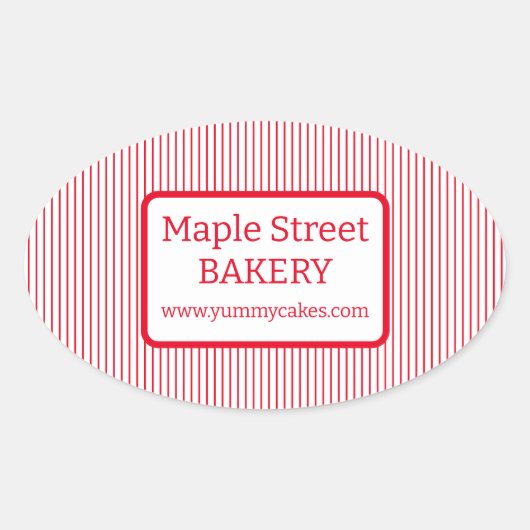Sticker Ovale Entreprise de Boulangerie Rayures Rouges Rétro (Devant)