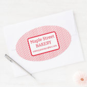 Sticker Ovale Entreprise de Boulangerie Rayures Rouges Rétro (Enveloppe)