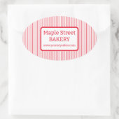 Sticker Ovale Entreprise de Boulangerie Rayures Rouges Rétro (Sac)