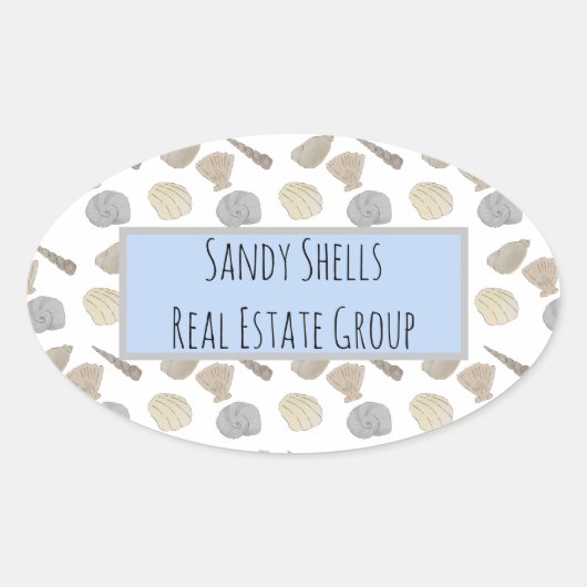 Sticker Ovale Entreprise Watercolor Sea Shells (Devant)
