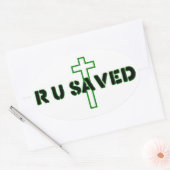 Sticker Ovale Es-tu sauvé ? (Enveloppe)