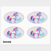 Sticker Ovale Esprit coloré Poney 2 (Feuille)
