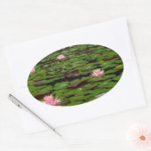 Sticker Ovale Etang de fleurs de lys d'eau rose (Enveloppe)
