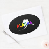 Sticker Ovale État arc-en-ciel de l'Alaska 2 (Enveloppe)