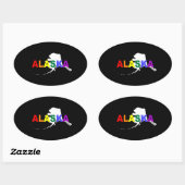 Sticker Ovale État arc-en-ciel de l'Alaska 2 (Feuille)
