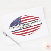 Sticker Ovale États-Unis d'Amérique établi 1776 États-Unis Drape (Enveloppe)