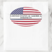 Sticker Ovale États-Unis d'Amérique établi 1776 États-Unis Drape (Sac)