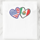 Sticker Ovale États-Unis Mexique Coeur Flags (Sac)