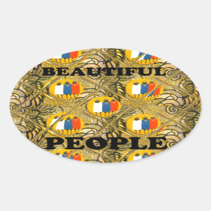Sticker Ovale Ethnic African Art Design Imprimer : Beautiful Peo