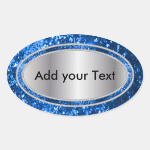 Sticker Ovale Étincelles Bleues Glitterie