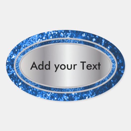 Sticker Ovale Étincelles Bleues Glitterie (Devant)