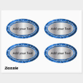 Sticker Ovale Étincelles Bleues Glitterie (Feuille)