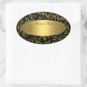 Sticker ovale Étiquette de adresse Black Gold Flor (Sac)