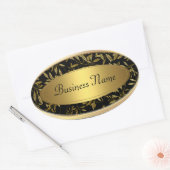 Sticker ovale Étiquette de adresse Black Gold Flor (Enveloppe)
