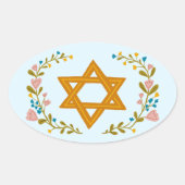 Sticker Ovale Étoile de David Dessiné à la main (Devant)