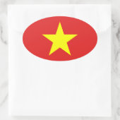Sticker ovale étoile jaune drapeau du Vietnam (Sac)