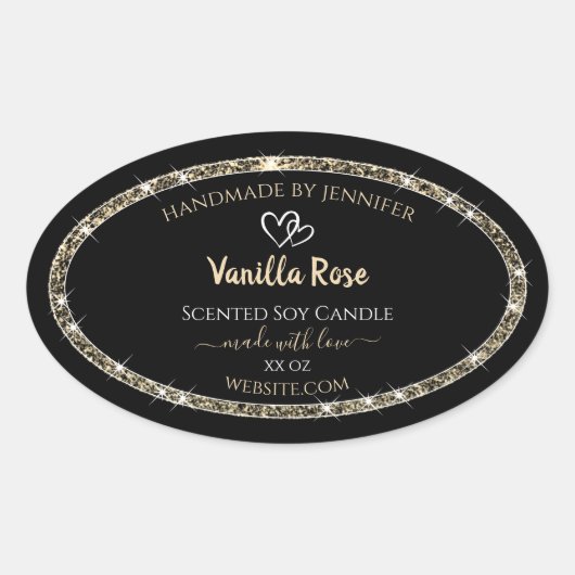 Sticker Ovale Etoiles de la Parties scintillant frontière noire  (Devant)