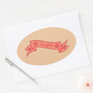 Sticker Ovale Étoiles de ruban Geraldine Cowgirl
