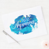 Sticker Ovale Etoiles or Zodiac Aquarius Blue Aquarelle (Enveloppe)