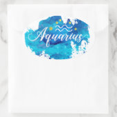 Sticker Ovale Etoiles or Zodiac Aquarius Blue Aquarelle (Sac)