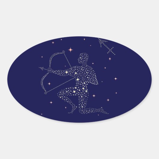 Sticker Ovale étoiles sagittaire (Devant)