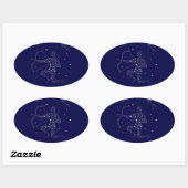 Sticker Ovale étoiles sagittaire (Feuille)