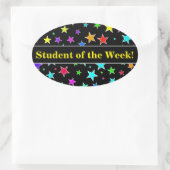 Sticker Ovale Étudiant Louange + Amusant, Colorée Étoiles Motif (Sac)