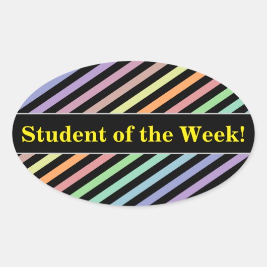 Sticker Ovale Étudiant Louange ; Noir & Pastel Couleur Lignes Mo (Devant)