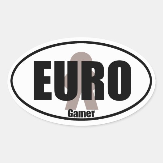Sticker Ovale Euro Gamer Funny Meeple Tabletop Style Decal (Devant)