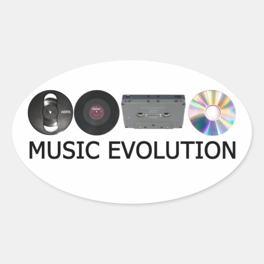 Sticker Ovale Évolution de la musique (Devant)