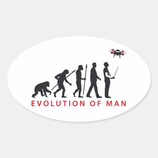 Sticker Ovale évolution de l'homme contrôlant le drone (Devant)