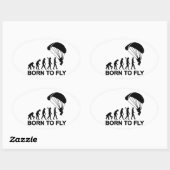 Sticker Ovale Evolution Skydiving né à voler (Feuille)